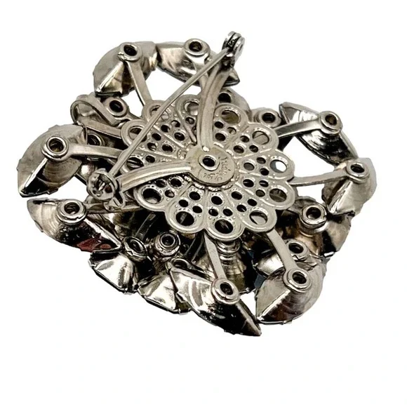 VINTAGE Judy Lee Brooch Gray Green Blue  Iridescent - Picture 4 of 6